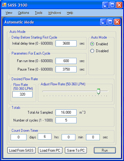 SASS 3100 AutoMode Window